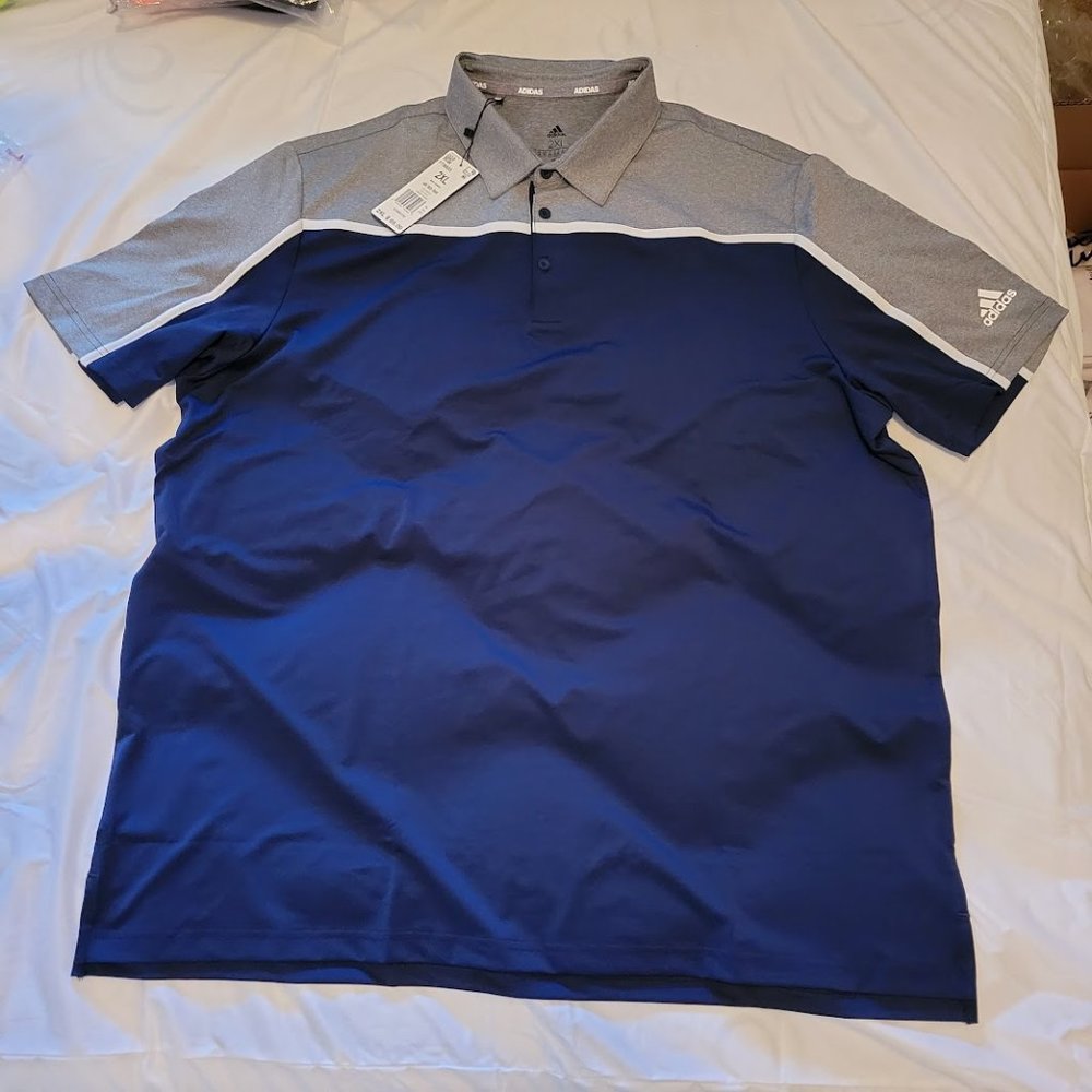 ADIDAS Mens 3 Stripe Chest DRI FIT GOLF Polo Sport Shirts Size 2XL NWT